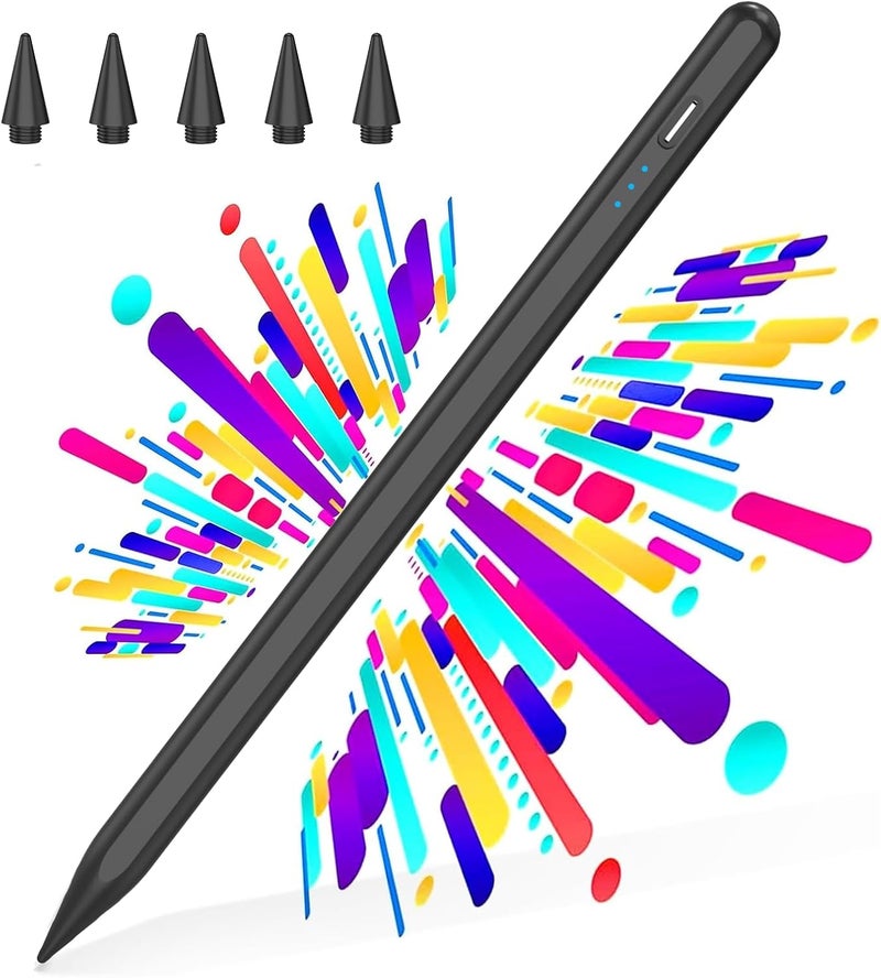 AMZBOSS Stylus Pen for iPad 2018-2025, USB C Fast Charging Magnetic Pen with Tilt Sensitivity & Palm Rejection, Pencil for IPad a16/6/7/8/9/10/11, iPad Pro 11"/12.9"/M4, iPad Air 3/4/5/M2/M3, Black - Image 1